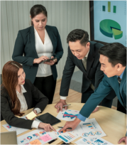 Modern Asian businessman with high confidence Committed to working together