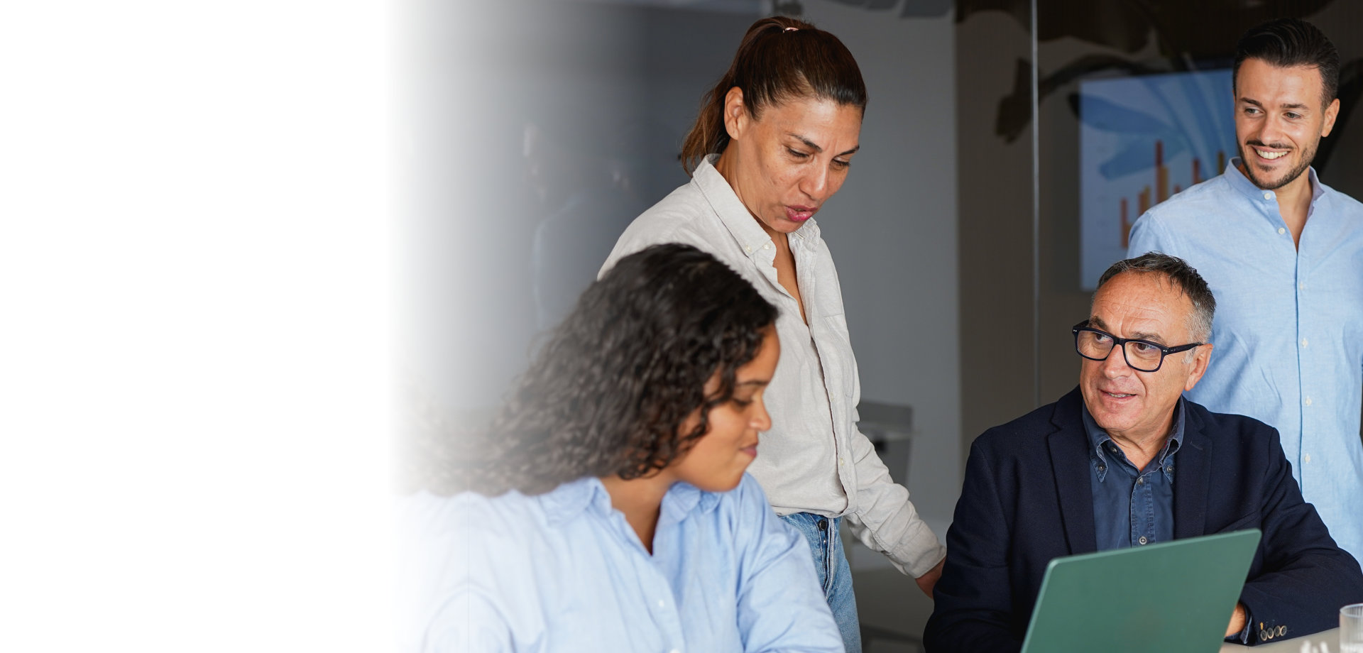 Multiracial business people working together inside modern office sharing ideas